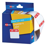Avery Label Dispenser SAT/SUNDAY Freezer Safe 24x24mm 100 Pack